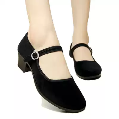 Old Beijing Red Leaf Brand Shoes Women's Dance Shoes Square Dance Shoes Mid-heel Plush Grandma Workplace Ethnic Hotel Four Seasons