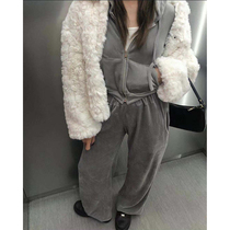 Red People Gallery Sports Suit Women Harbor Wind Retro Chic Autumn Winter 2022 New Casual Fashion Silk Suede Two Sets