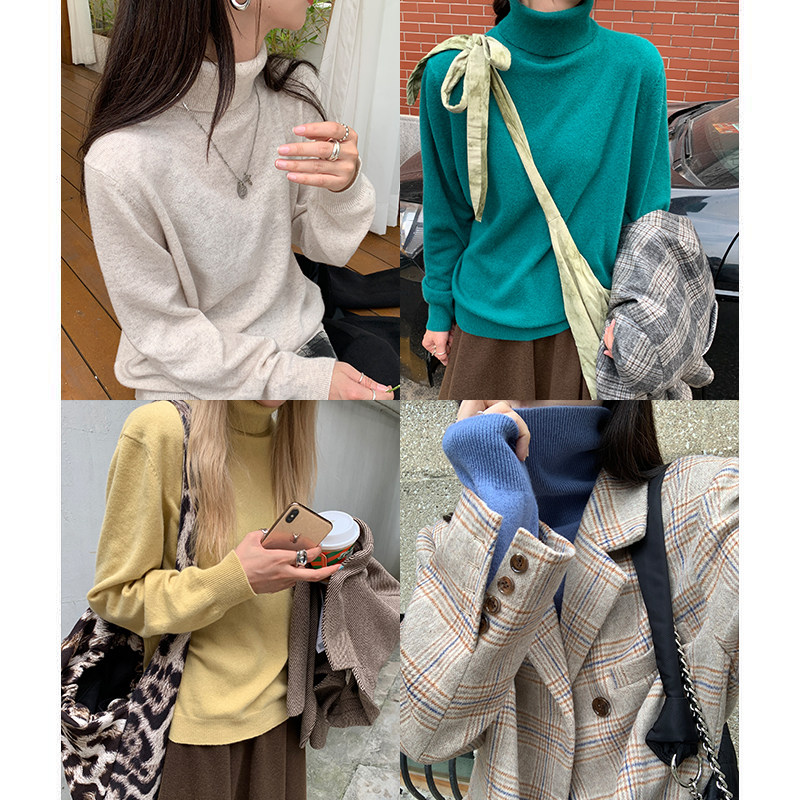 Red Pavilion turtleneck sweater women's loose and lazy 2022 new autumn and winter fashion Western style pullover casual knitted sweater