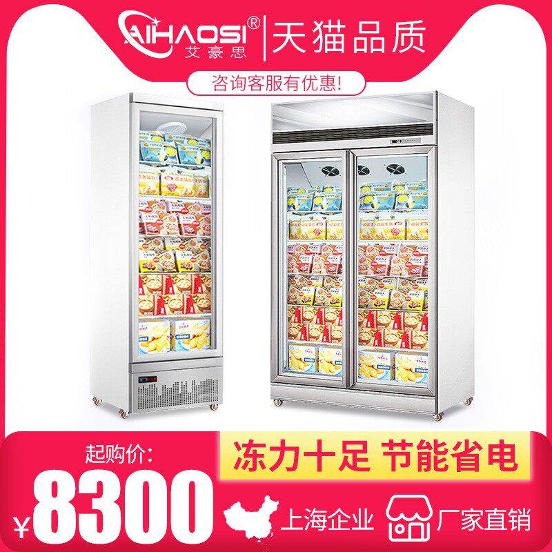 Ahaus Vertical Frozen Display Cabinet Beverage Supermarket Supermarket Double Door Commercial Large Capacity Freezing Freezing Cabinet