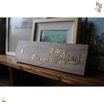  Black walnut solid wood house brand company department brand inlaid stainless steel word signboard advertising signboard design custom