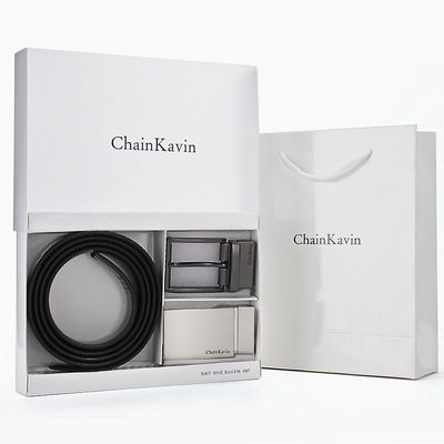 正品ChainKavin皮带平滑扣礼盒装