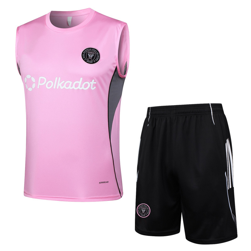 2526 Season Miami Pink Vest Training Uniform Breathable Fan Men's Football Uniform Quick-Drying Sports Football Shorts