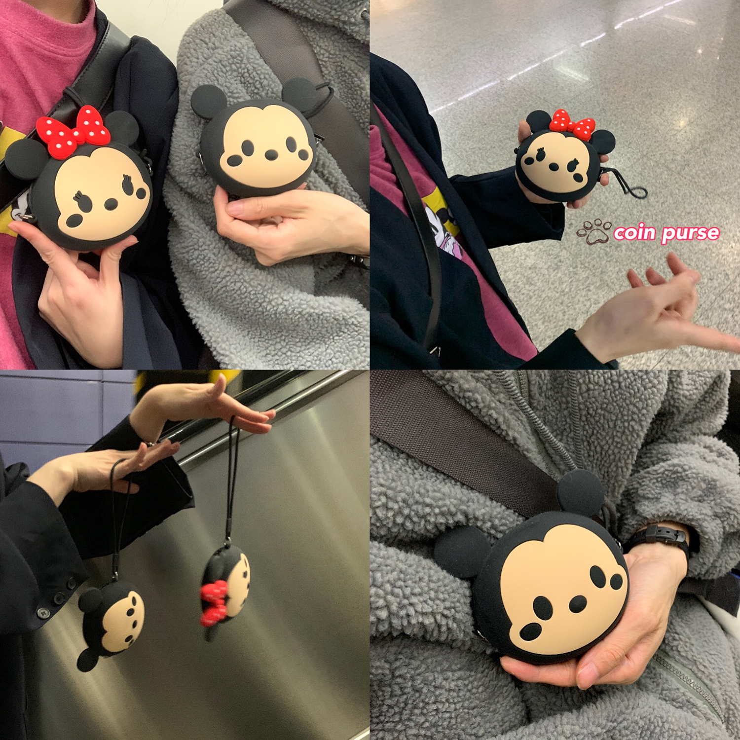 Xin Gang creative cute cartoon mouse zipper coin purse Hand in hand to take the coin small bag girl