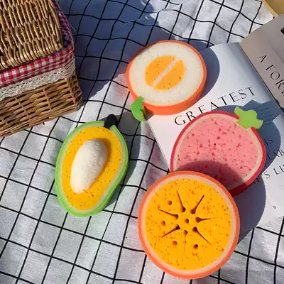 Xin help creative fruit kitchen cleaning supplies Cleaning sponge wipe thickening dishwashing tools decontamination magic wipe