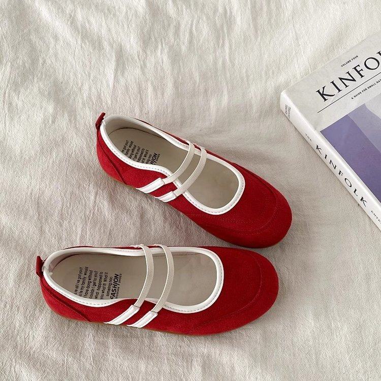 2025 new retro red mary jane flats for women, ballet shoes – versatile ...