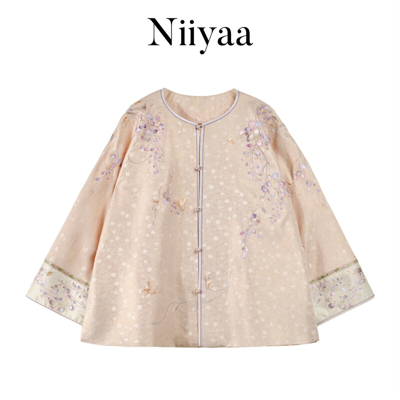 【Wisteria Moon】Mulberry Silk Authentic Silk Dreamy Cherry Blossom Pink Heavy Hand-Embroidered Fairy Coat H0159