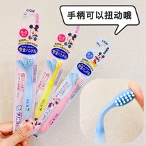 2 pieces of 9fold Japanese native Lion King children Mickey Minnie soft wool silicone twisted toothbrush 0-2 3-5 soft hair