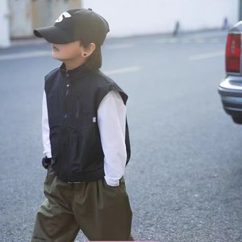 Boys' vest waterproof children's workwear jacket 2025 assault sports light outdoor sports quick-drying vest jacket