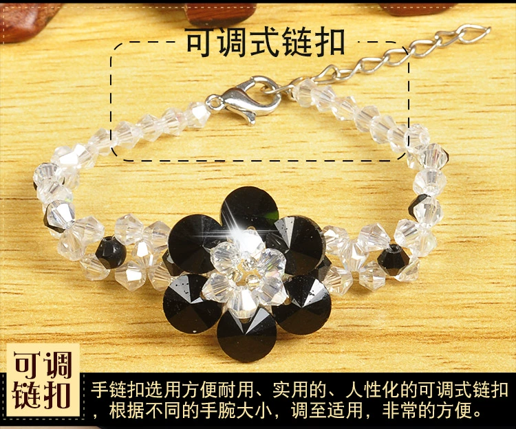 Tự làm thủ công đính cườm sáu cánh hoa pha lê vòng tay vật liệu gói nữ trang sức hạt dây dây tay trang sức