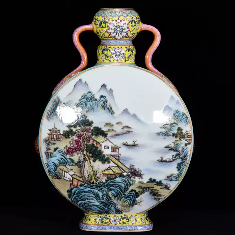 古玩古瓷器大明成化年制斗彩龙穿花玉壶春瓶