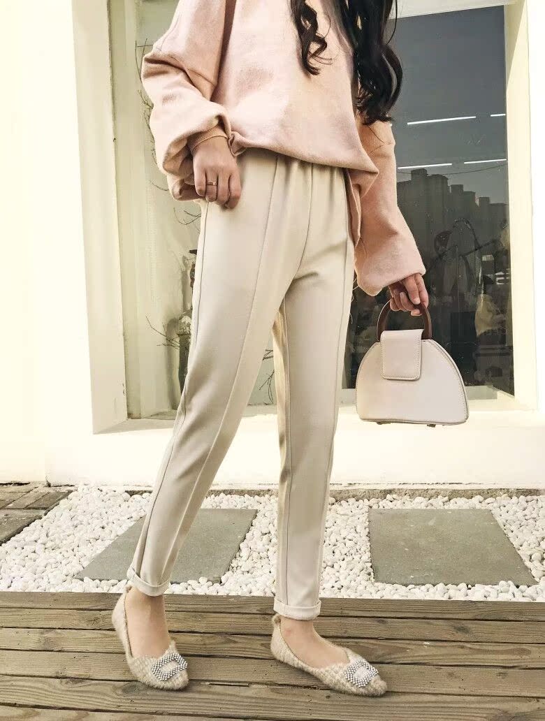 Mùa đông mới quần len eo cao kích thước lớn quần cà rốt lỏng lẻo phù hợp với quần ống khói ống quần Harlan chân quần phụ nữ quần nữ ống rộng