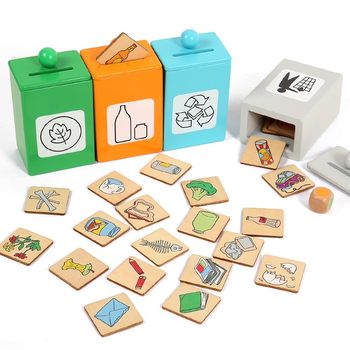 Resource recycling garbage sorting puzzle desktop garbage bin