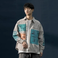 GBOY mùa xuân thủy triều thương hiệu hip hop in áo khoác màu tương phản nam khâu áo xu hướng Mỹ lỏng lẻo hàng đầu - Áo khoác đôi áo bomber
