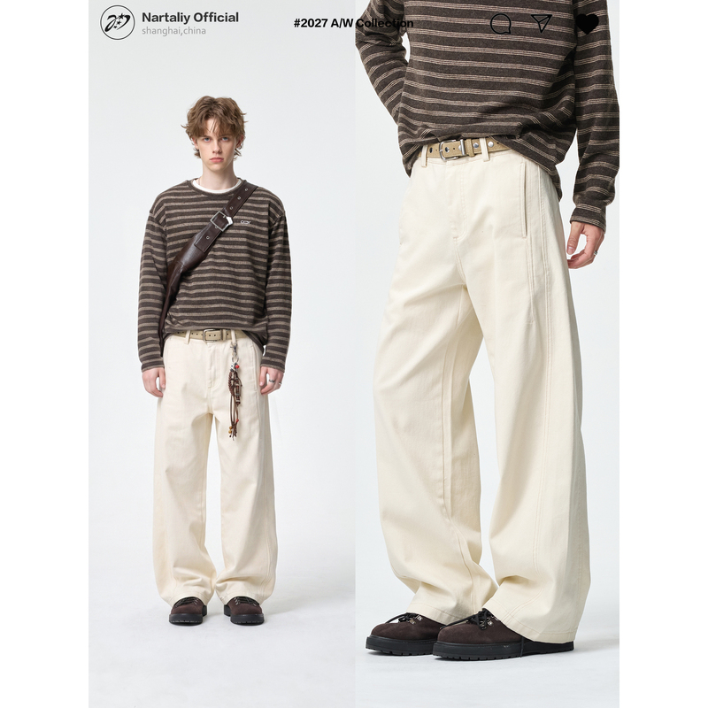 Nartaliy Starburst Code Cleanfit Fermented Wash A-Line Curved Work Pants Men's Spring and Autumn Wide-Leg Casual Trousers Nartaliy Starburst Code Cleanfit Fermented Wash A-Line Curved Work Pants Men's Spring and Autumn Wide-Leg Casual Trousers