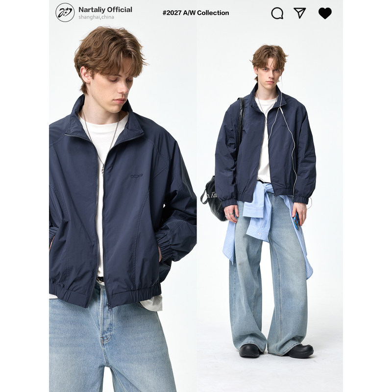Nartaliy Starburst Code Cleanfit Spring and Autumn Short Stand Collar Harrington Jacket Men's Water-Repellent Coat Nartaliy Starburst Code Cleanfit Spring and Autumn Short Stand Collar Harrington Jacket Men's Water-Repellent Coat