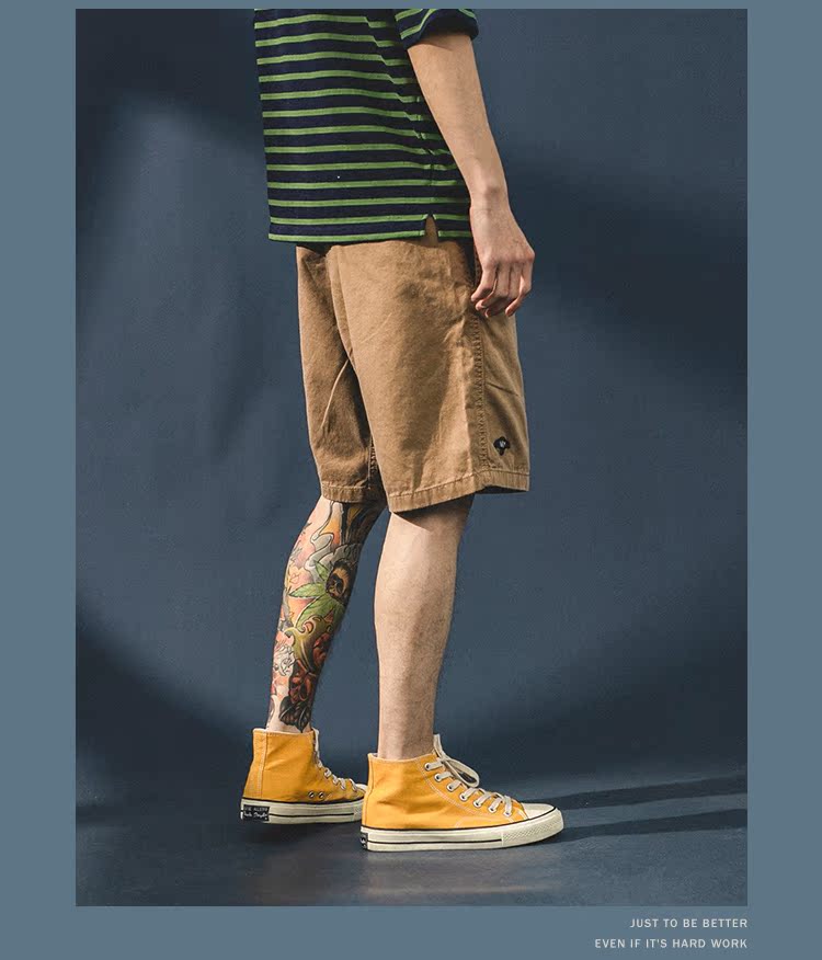 GBOY mùa hè overalls quần nam thương hiệu quần short lỏng lẻo phiên bản Hàn Quốc hoang dã của xu hướng quần thẳng năm điểm quần - Crop Jeans bộ quần áo thể thao nam