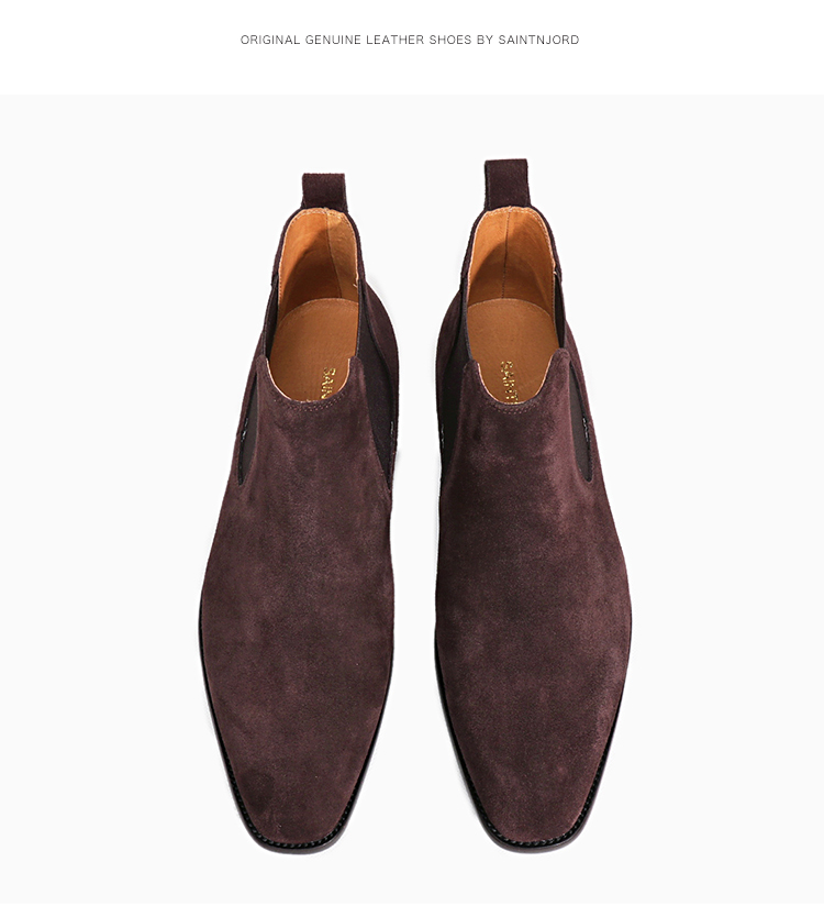 Tuyệt vời 100 Ý đầu nhỏ vuông trong ống giày da lộn cao giày nam kinh doanh bình thường Chelsea chelsea boot zara