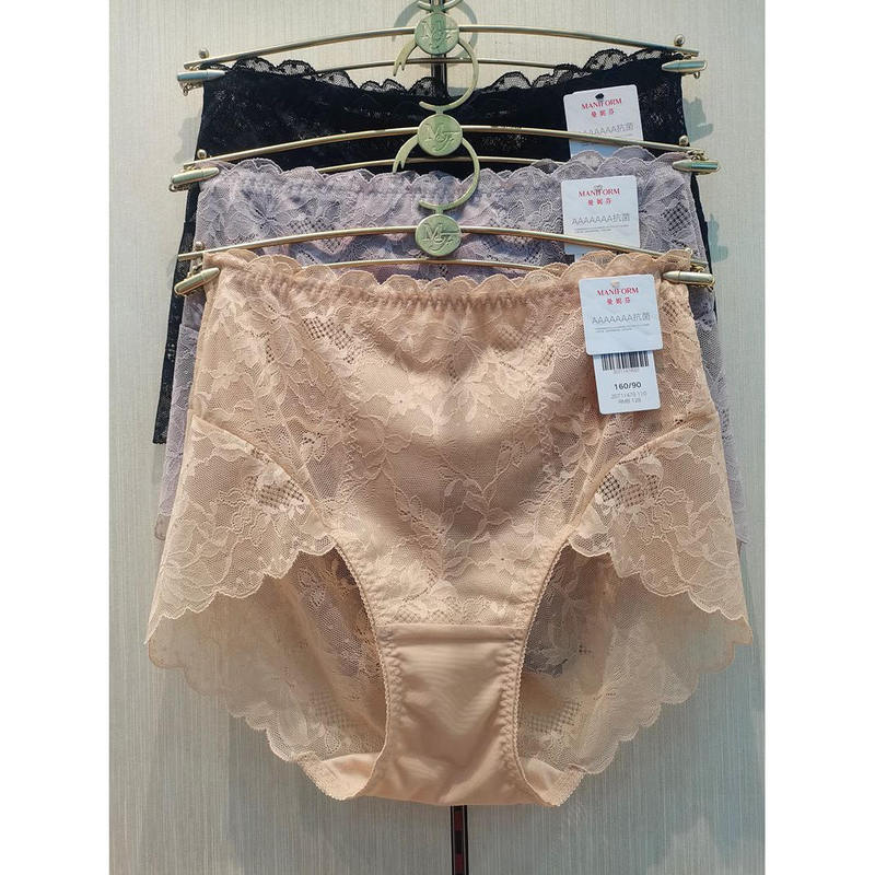 Maniform Autumn and Winter New Style 20711479 Lace Light Compression Pants Solid Color Mesh Quick-Drying Breathable Women's Mid-Waist Boxer Briefs