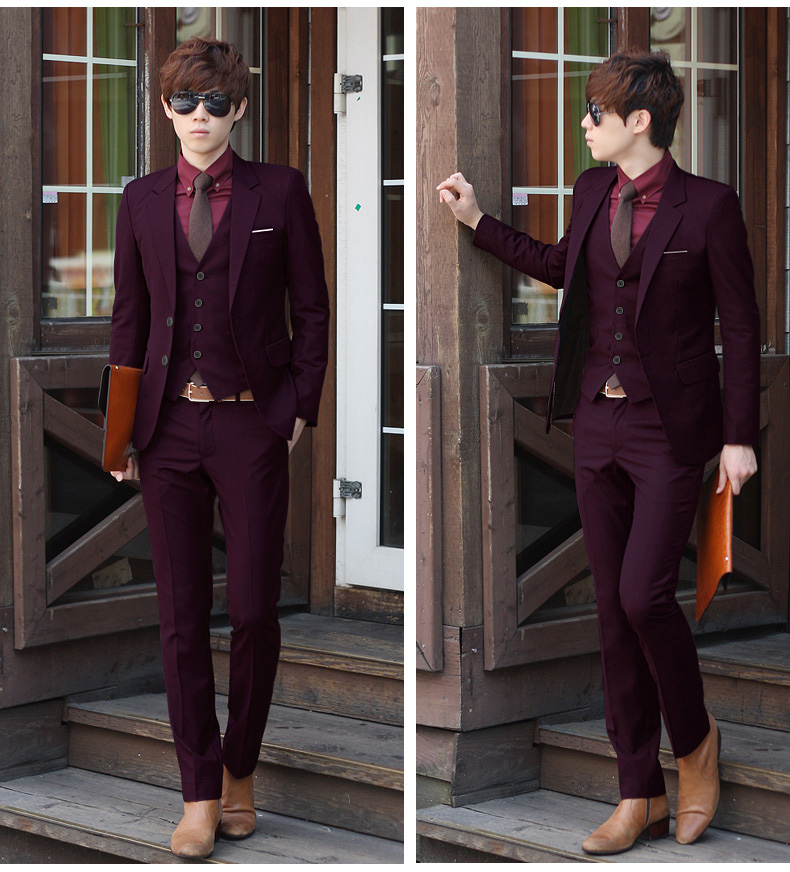 Bộ đồ vest nam phiên bản Hàn Quốc của bộ đồng phục kinh doanh tự tu trang phục chuyên nghiệp với chú rể ăn mặc bộ đồ nhỏ bộ vest nam trẻ trung