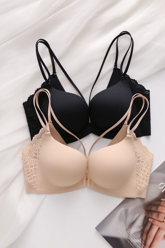 [Victoria High-End Lingerie] Beautiful Back, Thin Straps, Front Buckle, Wireless, Small Bust Appears Larger, Push-Up Lingerie Set