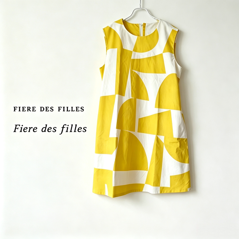 Fdf Haute Couture | Pure Cotton Yellow Geometric Sleeveless Dress Fdf Haute Couture | Pure Cotton Yellow Geometric Sleeveless Dress