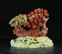 Shi Junzhai Qingtian stone carving boutique ornaments two-color three-color safflower stone Bayberry red hot carvings