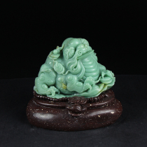 Shi Junzhai Qingtian stone carving boutique ornaments safflower stone Yunnan green gold Chan Zhaocai Jinbao Office TV cabinet