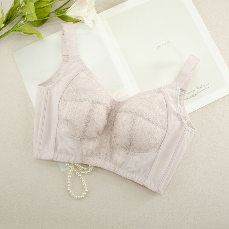 Fange Baotang 42569 Ultra-Thin Wireless Bra for Large Busts, Minimizing Effect, Six-Row Hook, Side Support, Anti-Sagging, Adjustable Bra