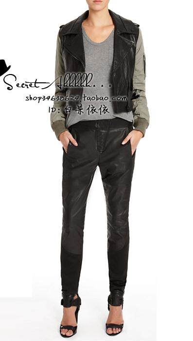 (30% off special clearance) black mozzle leather 9 minute pants