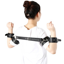 Sexy adult products bracelet buckle PU leather bondage one-word armband handcuffs black passionate couple SM code tied hands
