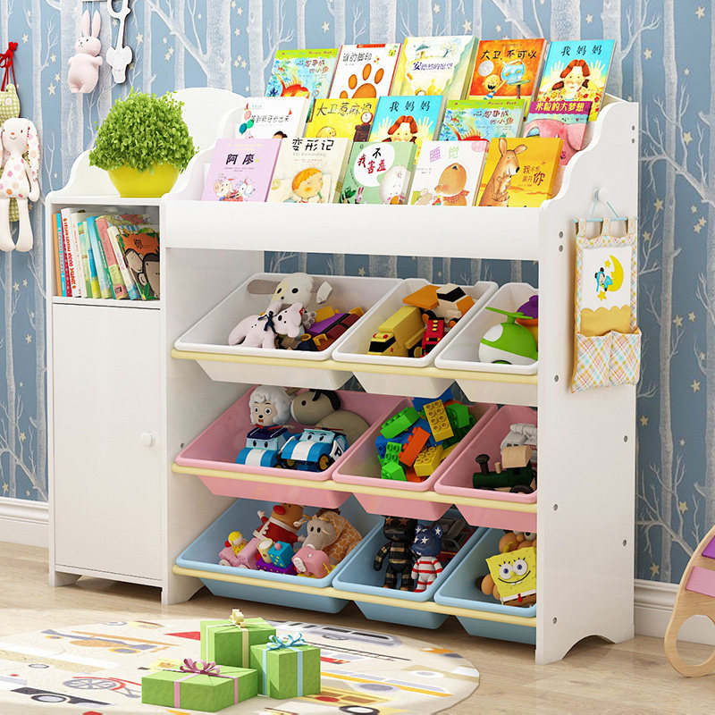Children's toy storage rack Baby bookshelf Kindergarten toy storage cabinet finishing shelf Toy shelf Multi-layer