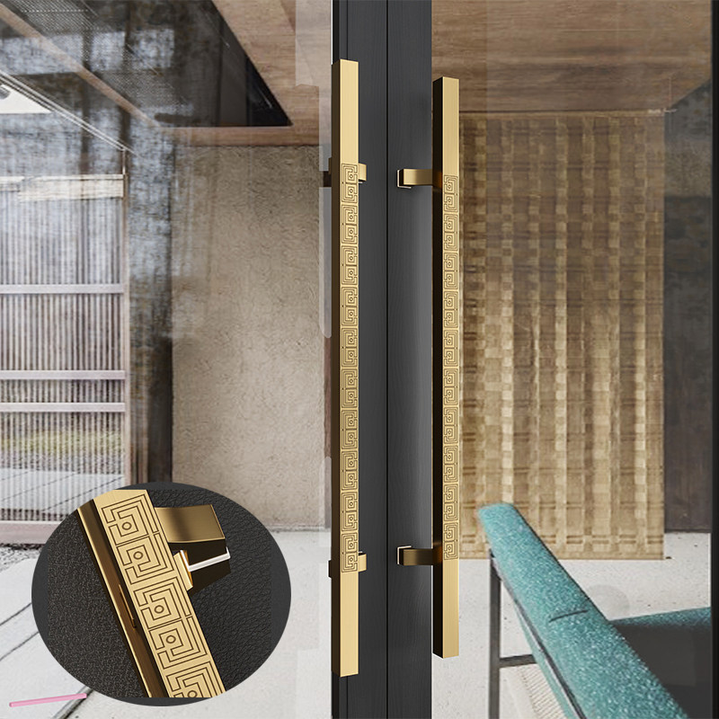 Stainless steel back door handle solid wood handle glass door wooden door framed door universal large handle modern Chinese style