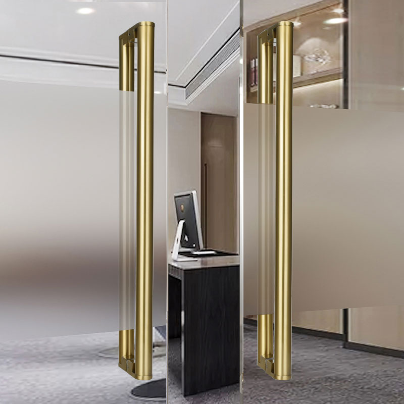 Minimalist glass door handle golden stainless steel handle modern hotel door handle solid wood door handle