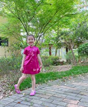 Ruoshui Zhihu original Chinese childrens clothing one-year-old girls embroidered silk cheongsam