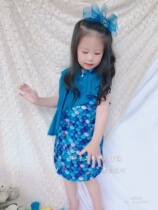 Blue Fish Zhihu original blue fish girl cheongsam childrens clothing custom style Chinese cheongsam