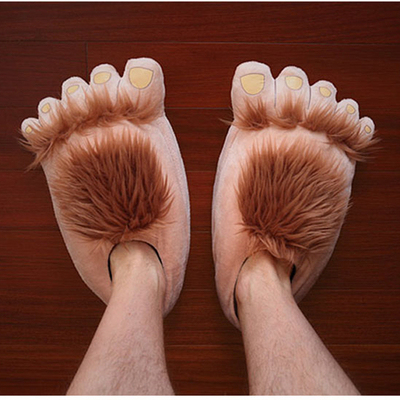 Trendy Quirky Retro Savage Plush Slippers Hobbit Big-Footed Home Indoor Warm Fuzzy Cotton Slippers