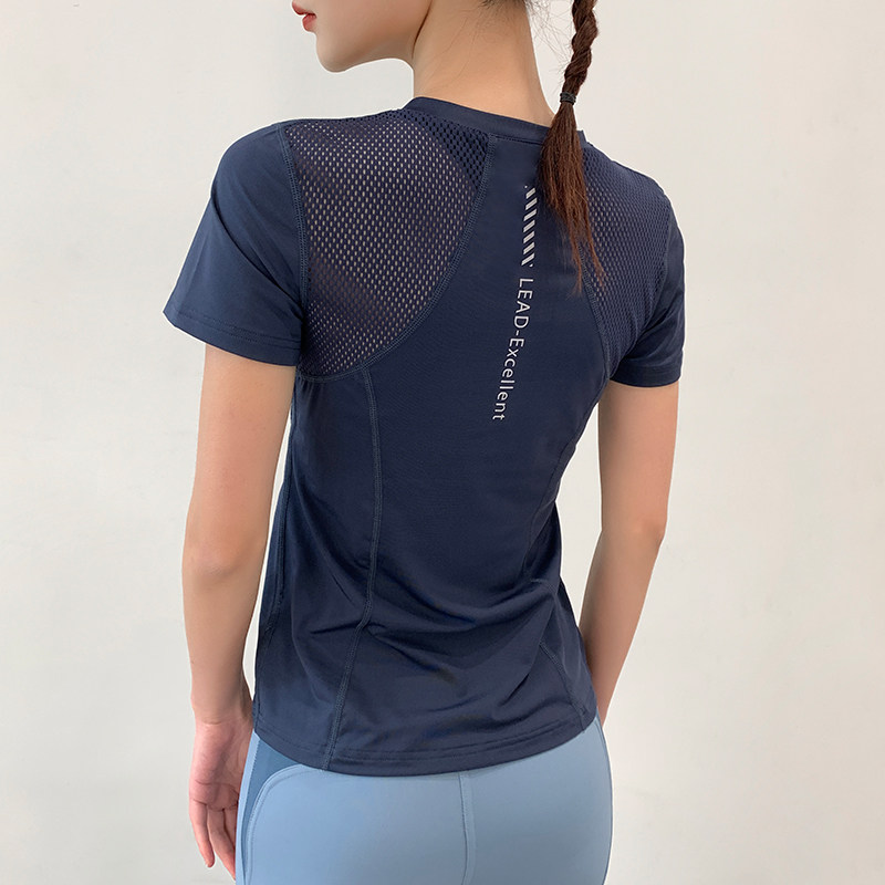 Summer sports tops girls short sleeve eyebreathable drier running T-shirt repair thin net red fitness yoga