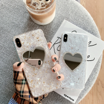 iPhone1213 Korean wind loving mirror 11promax shell veins xr drop glue X XS female 7p8p soft phone shell