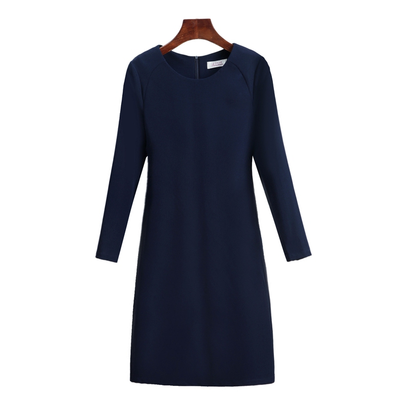 Long-Sleeved Base Dress for Women, Mid-Length, 2026 Spring New Style, Korean Version, Straight-Cut, Slimming, Plus-Size Dress