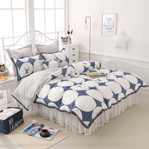 Summer new all-cotton washed cotton bunk bedding printed plus yarn perfuncts four pieces of meritocratic meritless deer blue light grey