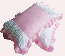 Pure cotton pillowcase Lace pillowcase a pair of 48*74 pillowcase Pure cotton 48 yuan a pair of special pink jade blue