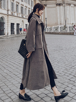 Sandro Moscoloni Maos coat daughter 2021 autumn winter new temperament Herbene Wind Stripes the Giant Coat