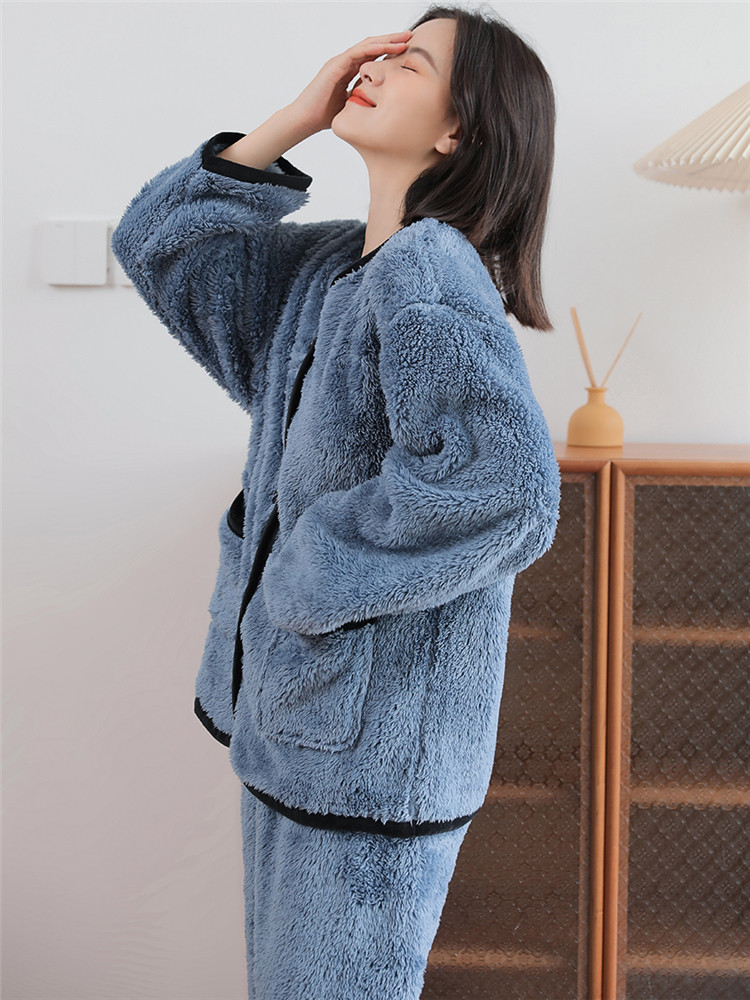 Sandro Vicari Coral Suede Pyjamas Woman 2021 New thickened warmth can be worn outside the home suit suit