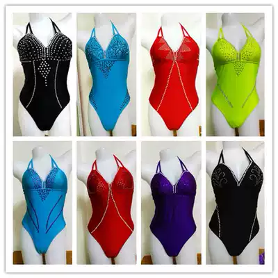 Fitness model one-piece competition suit women's body professional standard elastic diamond competition suit bag buttocks one-half