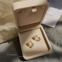 JIANGZI STU sauce original s925 silver plated 18K real gold imported turquoise conjoined pearl earrings