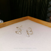 JZ STU original design sense strong light flawless natural freshwater pearls wear American 14K gold earrings