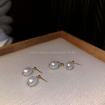 JZ STU basic flawless natural freshwater pearl American 14K gold bath without picking earrings