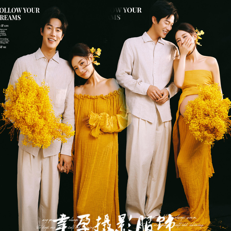 Photo Studio's New Spring Couple and Pregnant Woman Photo Shoot Outfit, High-End Relaxed and Lazy Style Tube Top Dress for Pregnant Women to Take Photos at Home