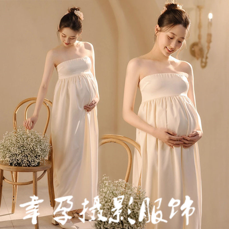 Photo Studio New Maternity Photo Clothing Fashion Beautiful Small Fresh Tube Top Dress Pregnant Mother Big Belly Photo Photography Clothes